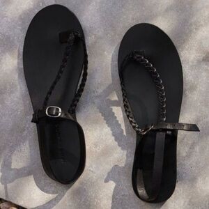 Jenni Kayne Black Leather Mila Sandal Size 40